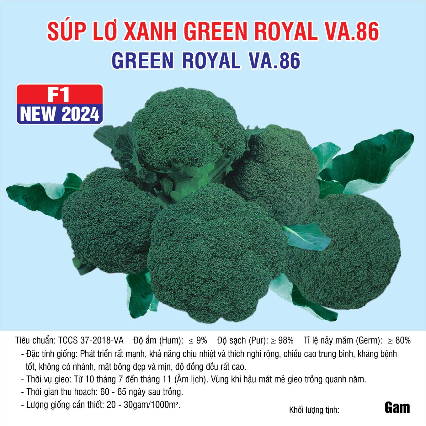 Súp lơ xanh Green Royal VA.86 New 2024 - 2500Hạt