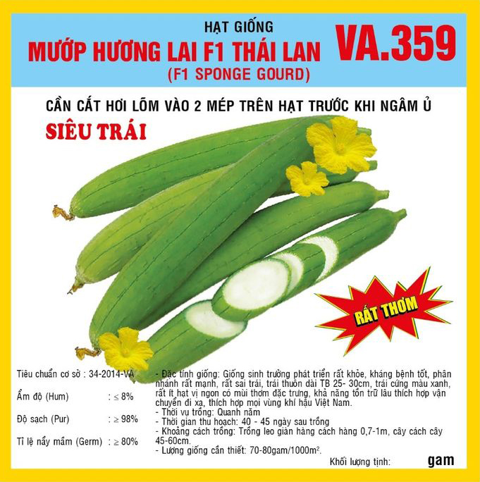 Mướp Hương Lai F1 Thái Lan (VA.359) 5 gam
